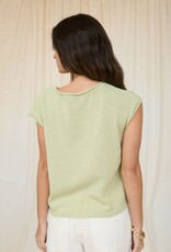 Miss Bliss Workshop Raw Edge Drop Shdlr Solid Knit-Olive Lt