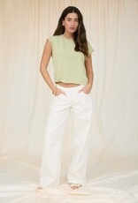 Miss Bliss Workshop Raw Edge Drop Shdlr Solid Knit-Olive Lt