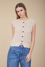 Miss Bliss Workshop Marled Button Dwn Sweater Vest-Khaki