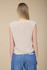 Miss Bliss Workshop Marled Button Dwn Sweater Vest-Khaki