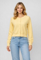 Miss Bliss Dream Textured Grid Knit Cardigan-Yellow