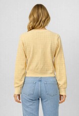 Miss Bliss Dream Textured Grid Knit Cardigan-Yellow