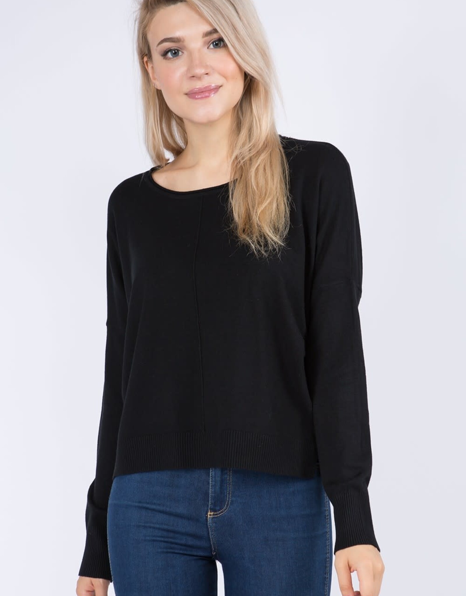 Miss Bliss Dreamers Round Neck Pullover-Black