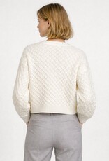 Miss Bliss Dream Cotton Textured Cross-knit Crop Cardigan-Ivory