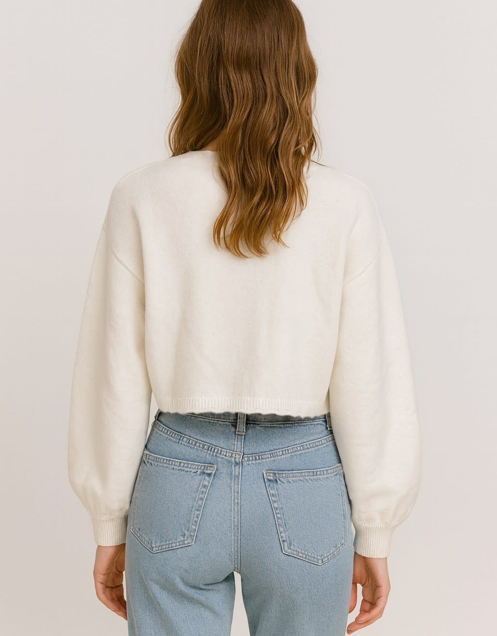 Miss Bliss Dream Garden Bloom Embroidered Cardigan-Off White/Multi