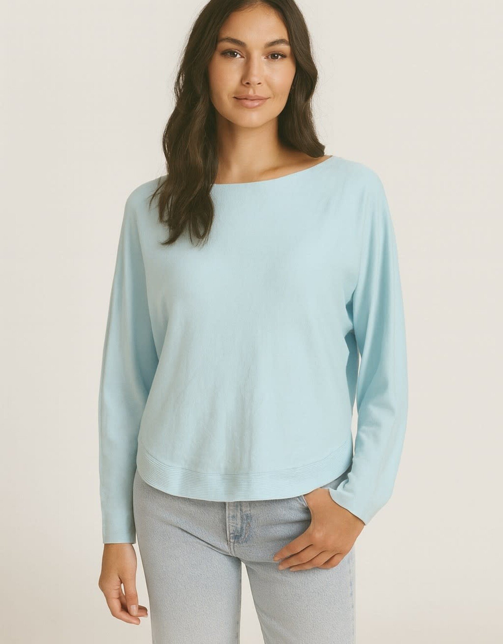 Miss Bliss Dream Straight Neck Pullover- Ice Blue