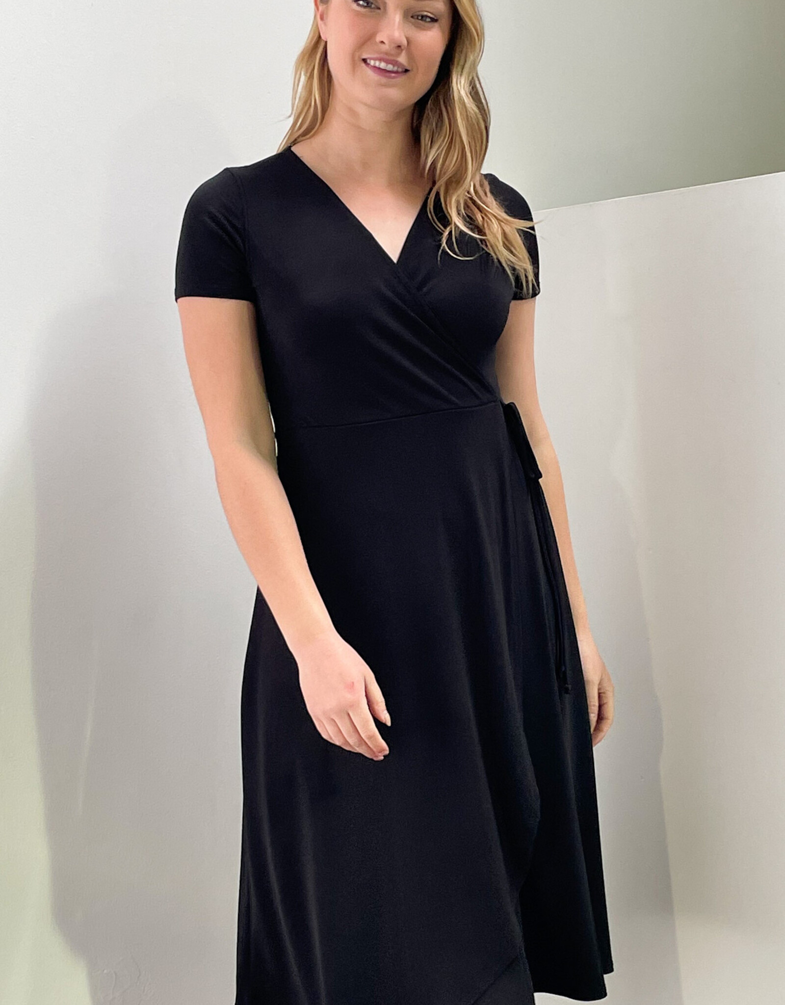 Miss Bliss CC Little Black Faux Wrap Dress