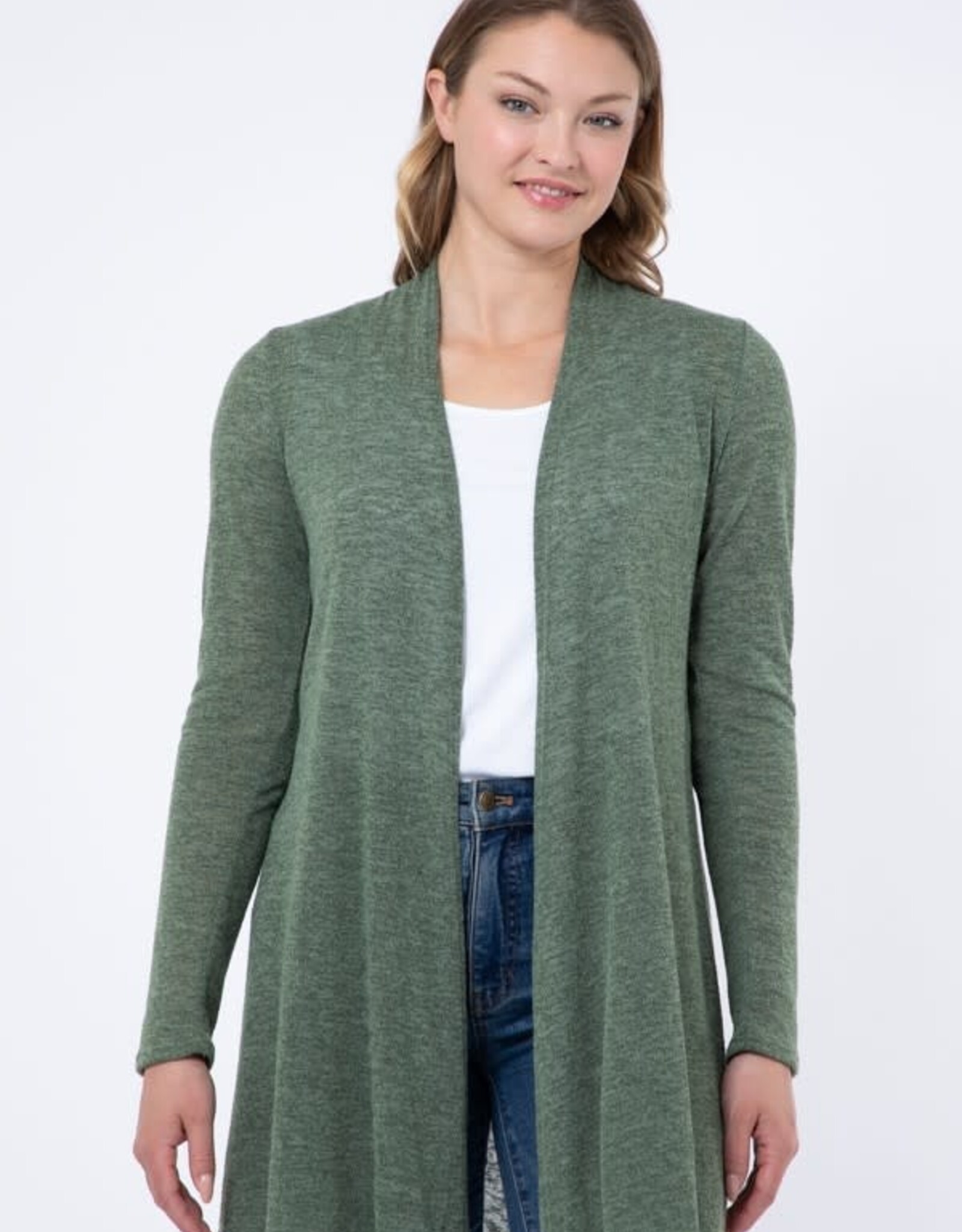 Miss Bliss CC Classic Slub Cardigan-Olive