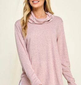 Miss Bliss Lightweight Cowl Neck-Light Pink