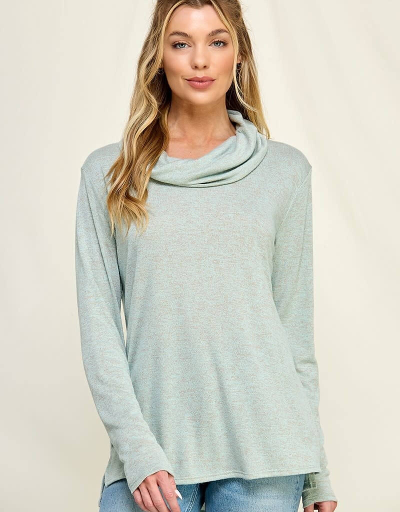 Miss Bliss CC Light Weight Cowl Neck-Sage