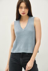 Miss Bliss BC Clean Edge Knit Tank W/ Boxy Crop Cut-Denim