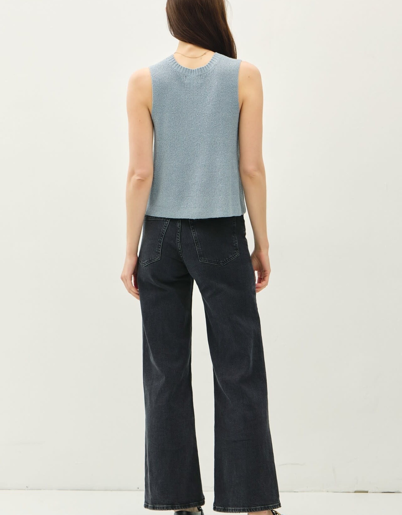Miss Bliss BC Clean Edge Knit Tank W/ Boxy Crop Cut-Denim