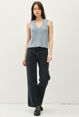 Miss Bliss BC Clean Edge Knit Tank W/ Boxy Crop Cut-Denim