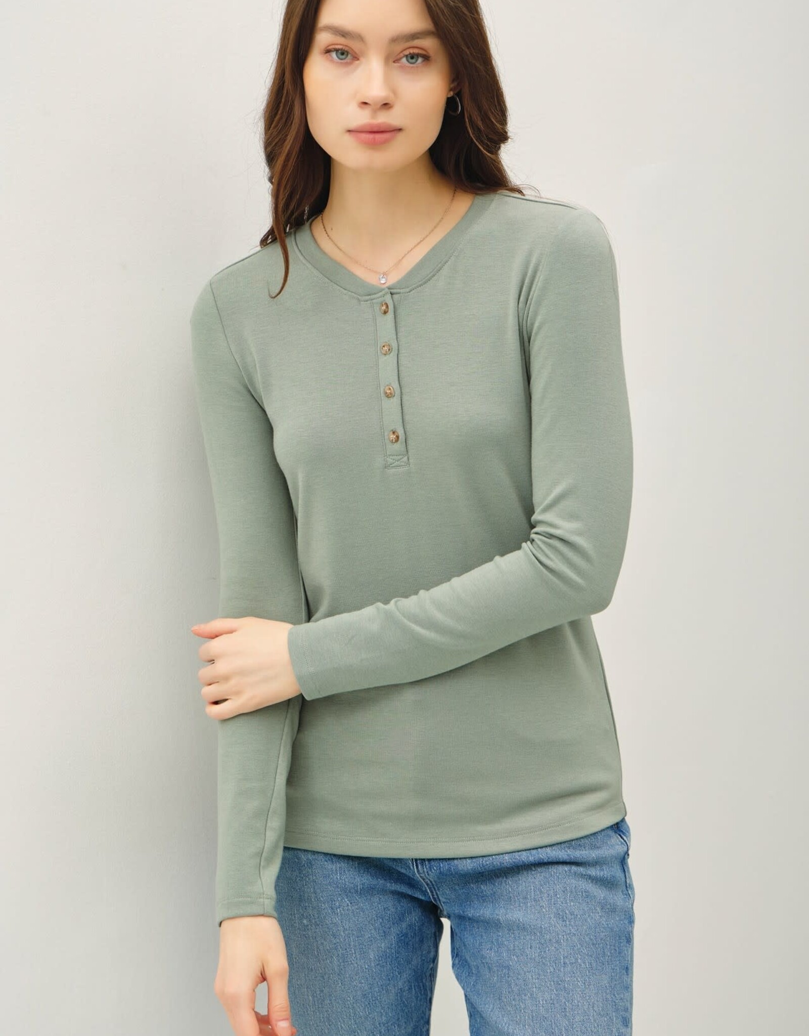Miss Bliss BC Ultra Soft Basic LS Henley Top-Avocodo