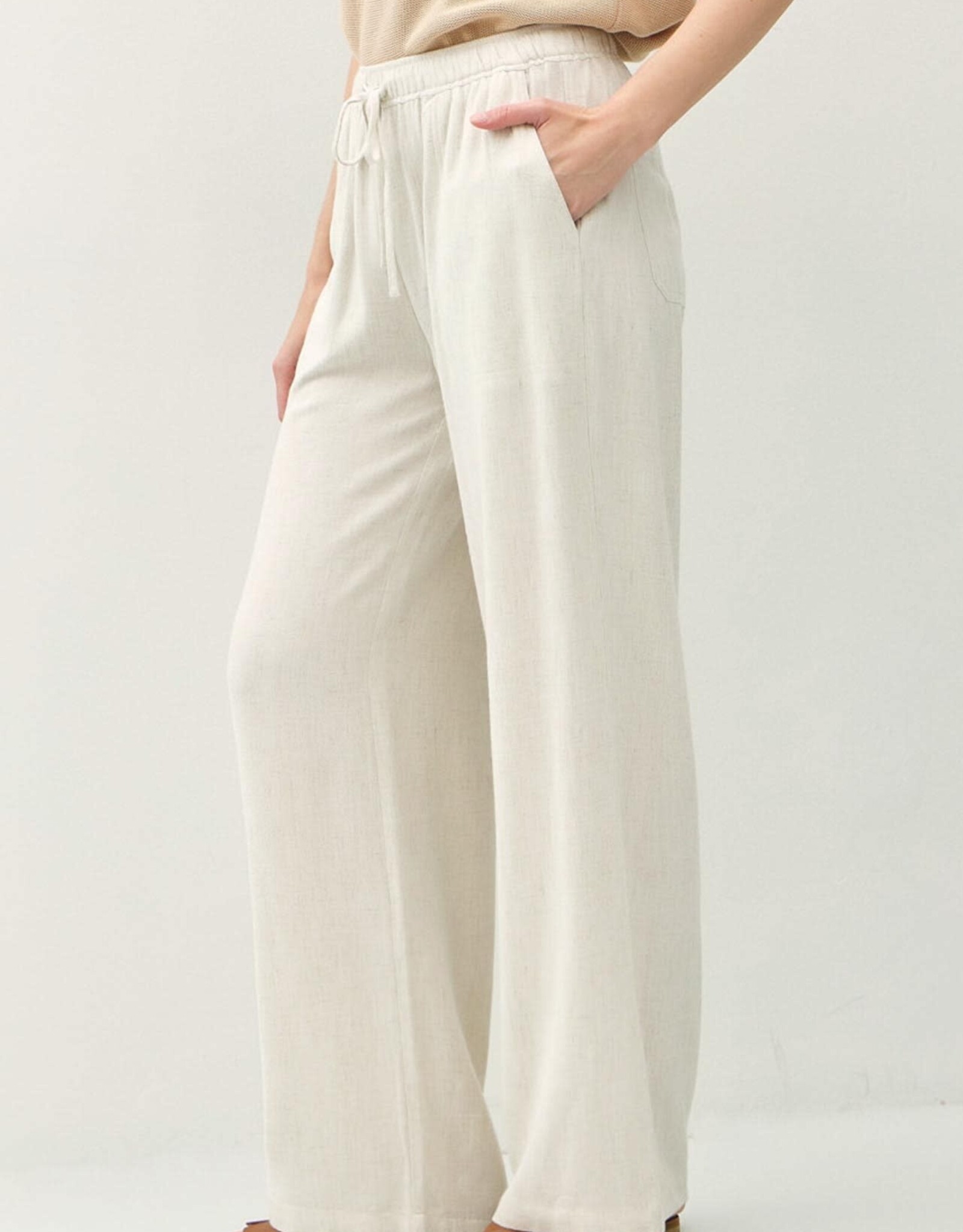 Miss Bliss BC Linen Blend Wide Leg Pants-Natural