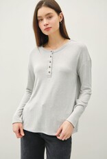 Miss Bliss BC Buttery Soft Hacci Henley Top- H Grey