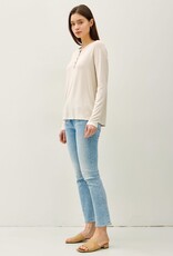 Miss Bliss BC Buttery Soft Hacci Henley Top- Oatmeal