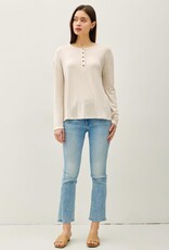 Miss Bliss BC Buttery Soft Hacci Henley Top- Oatmeal