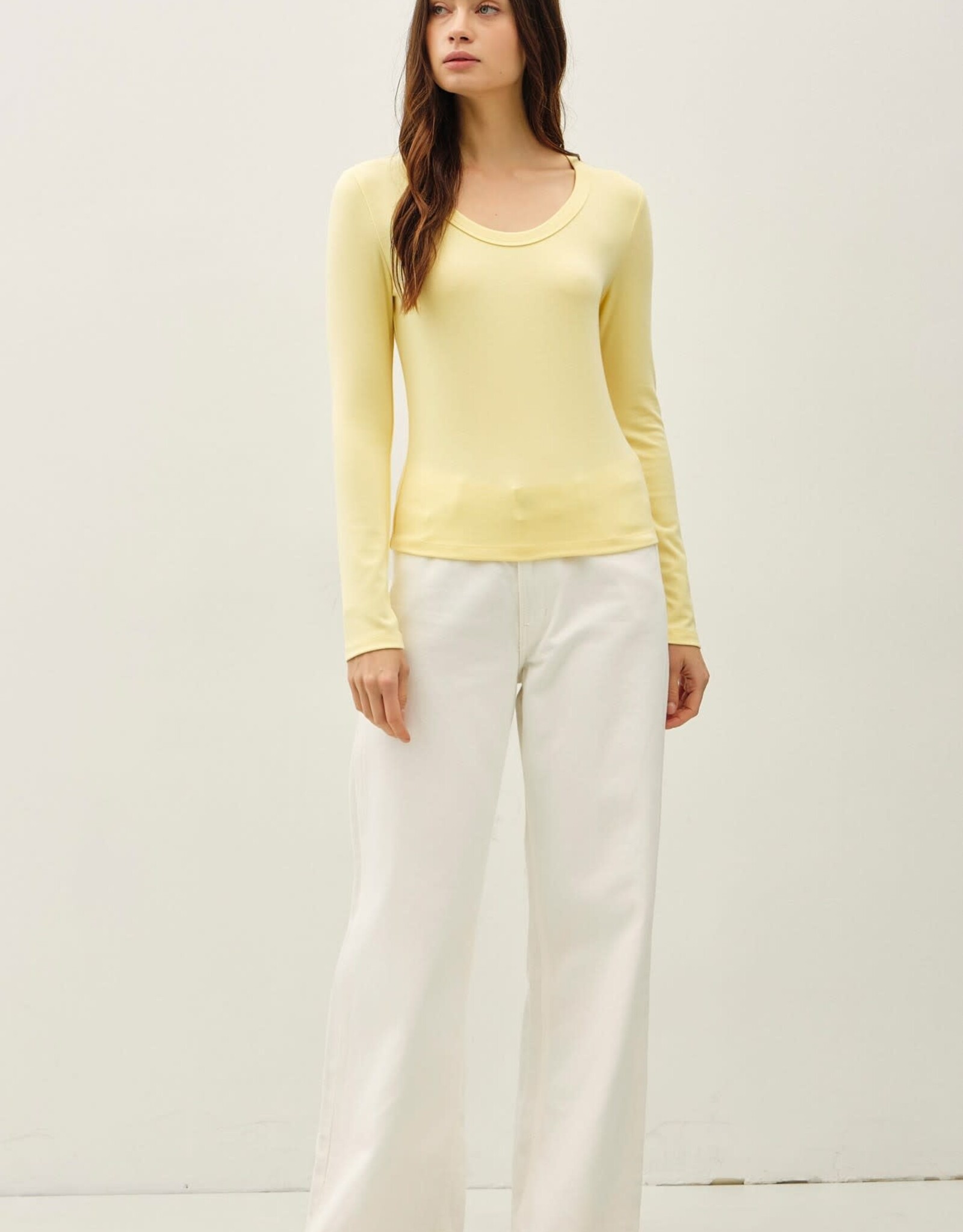 Miss Bliss BC Soft Jersey U Scoop Neck Ls Top-Yellow