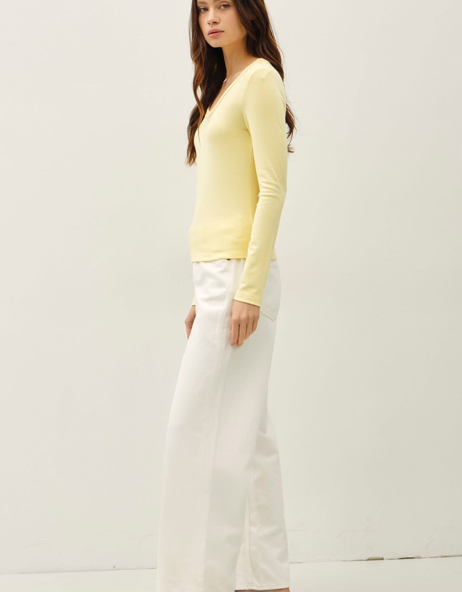 Miss Bliss BC Soft Jersey U Scoop Neck Ls Top-Yellow
