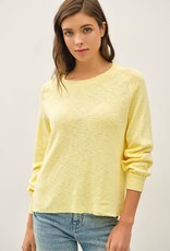 Miss Bliss Raglan Ls POver Slub Yarn Knit Sweater-Lemon