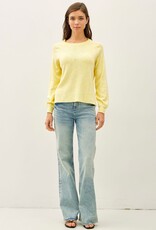 Miss Bliss Raglan Ls POver Slub Yarn Knit Sweater-Lemon