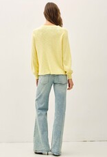 Miss Bliss Raglan Ls POver Slub Yarn Knit Sweater-Lemon