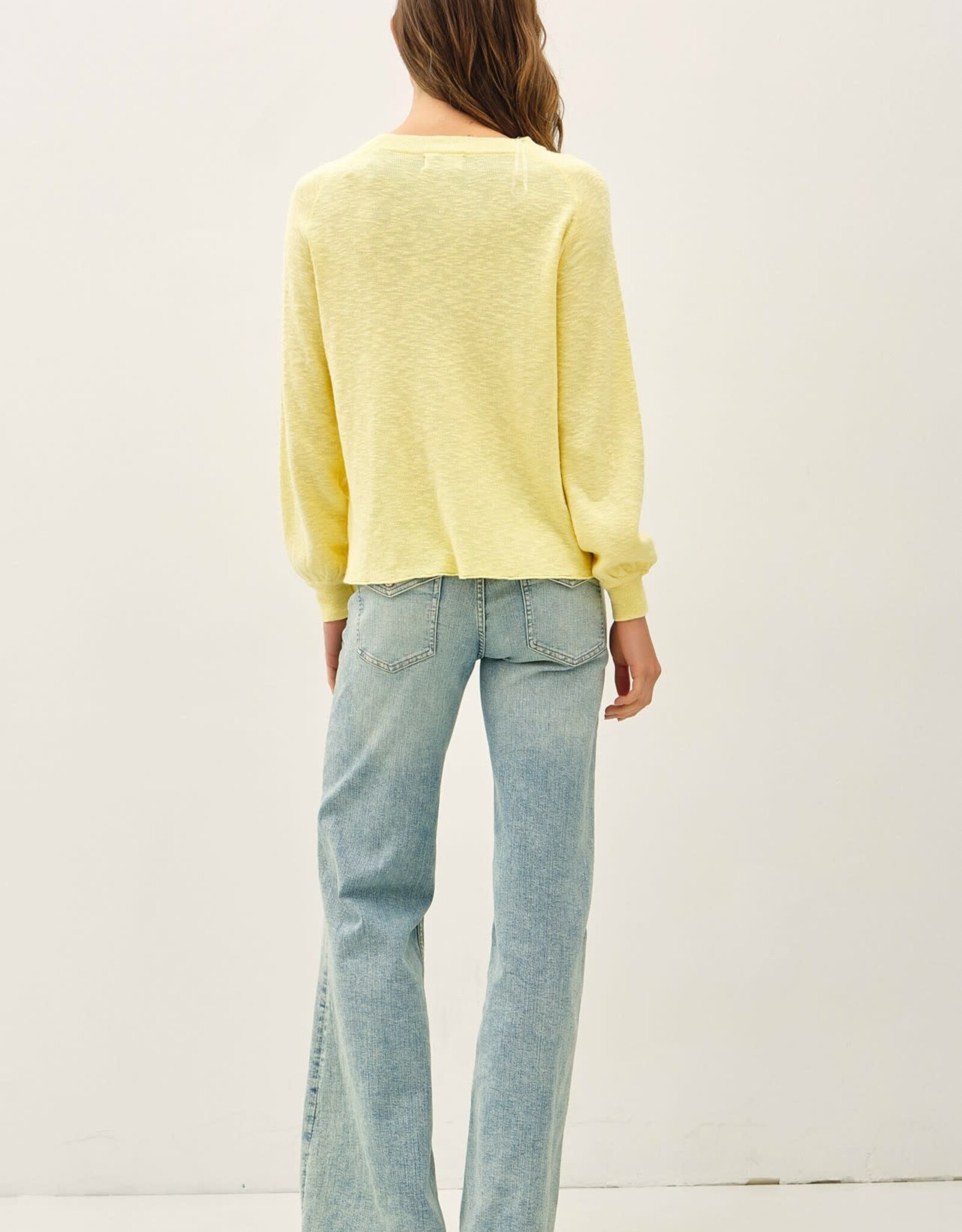 Miss Bliss Raglan Ls POver Slub Yarn Knit Sweater-Lemon