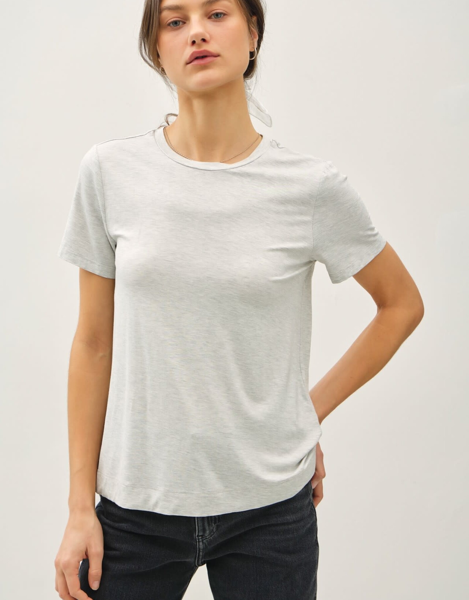 Miss Bliss BC Bamboo/Modal Basic Ro Nck T Shirt-H Grey