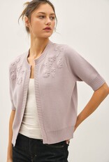 Miss Bliss BC Daisy Embo Short Sleeve Open Cardigan-Lilac