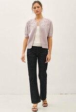 Miss Bliss BC Daisy Embo Short Sleeve Open Cardigan-Lilac