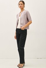 Miss Bliss BC Daisy Embo Short Sleeve Open Cardigan-Lilac