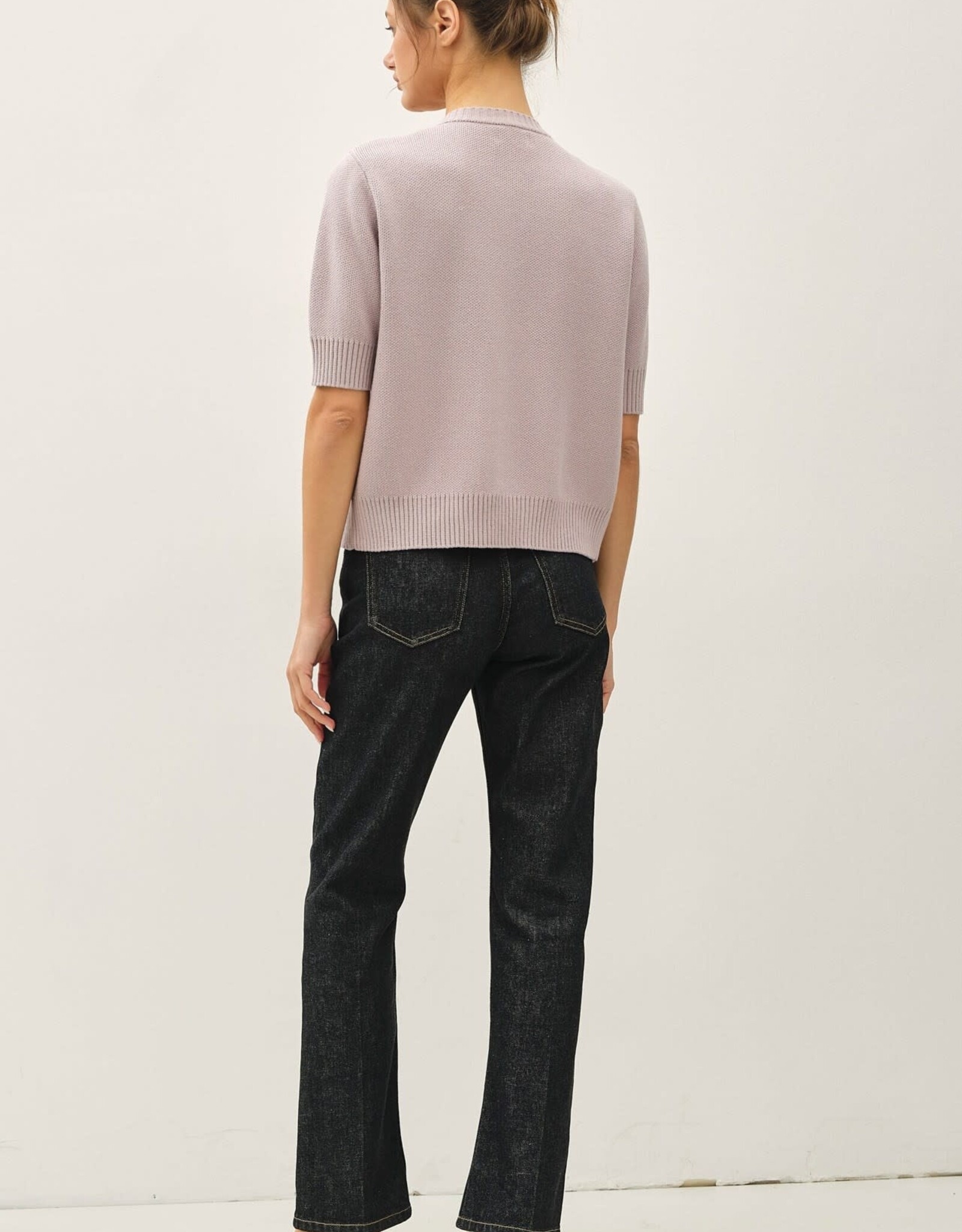 Miss Bliss BC Daisy Embo Short Sleeve Open Cardigan-Lilac