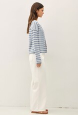 Miss Bliss BC Striped Ribbed Open Cardigan-Sky Blue