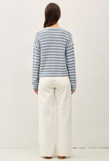 Miss Bliss BC Striped Ribbed Open Cardigan-Sky Blue
