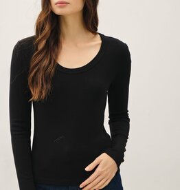 Miss Bliss Soft Jersey U Scoop Neck Top-Black