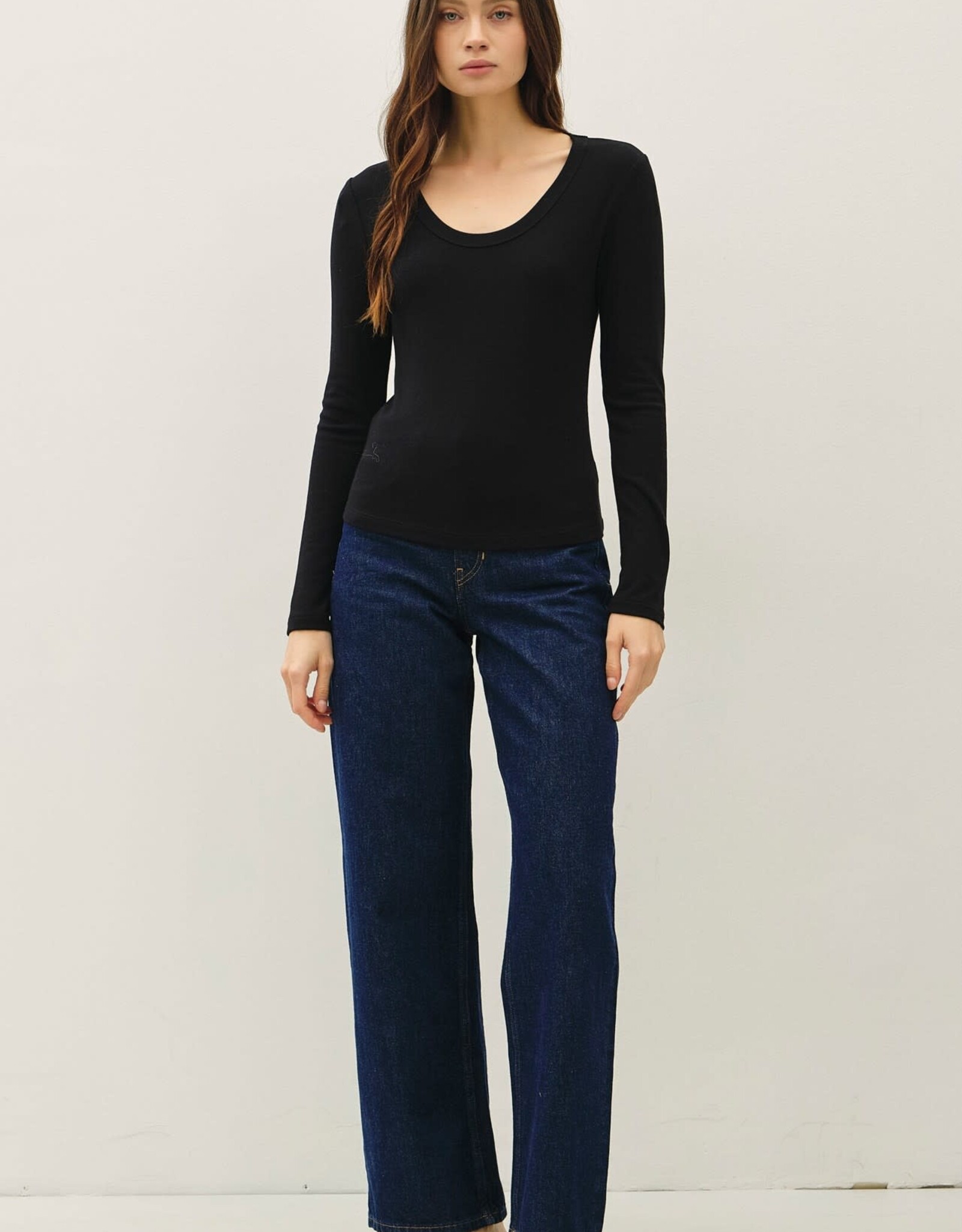 Miss Bliss BC Soft Jersey U Scoop Neck Ls Top-Black