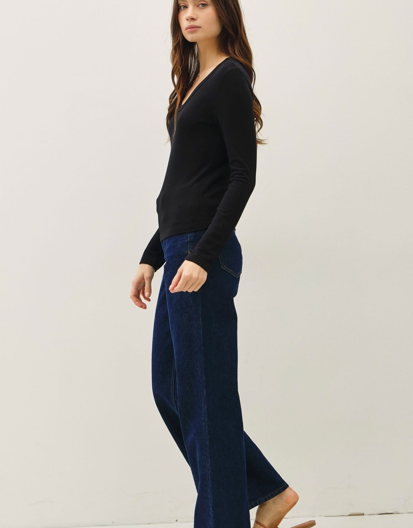 Miss Bliss BC Soft Jersey U Scoop Neck Ls Top-Black