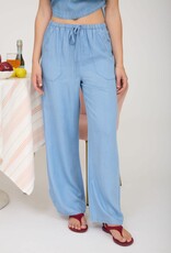 Miss Bliss Blu Drawstring Wide Leg Lounge Pants-Chambray