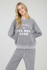 Miss Bliss Blu Mom Club Graphic Washed LS Rib Knit-Grey