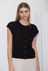 Miss Bliss Blu SS Button Dwn Knit Cardi Vest-Black