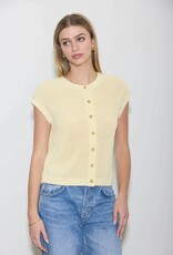 Miss Bliss Blu SS Button Dwn Knit Cardi Vest-Butter Yellow