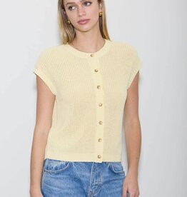 Miss Bliss Button Down Knit Vest-Butter Yellow