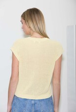 Miss Bliss Blu SS Button Dwn Knit Cardi Vest-Butter Yellow