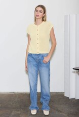 Miss Bliss Blu SS Button Dwn Knit Cardi Vest-Butter Yellow