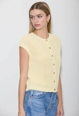 Miss Bliss Blu SS Button Dwn Knit Cardi Vest-Butter Yellow