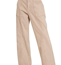 Miss Bliss Zen Straight Leg Utility Pocket Color Denim Pants-Ash Mocha