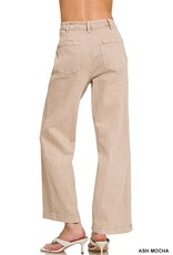 Miss Bliss Zen Straight Leg Utility Pocket Color Denim Pants-Ash Mocha
