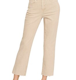 Miss Bliss Zen Washed High Waist Cropped Straight Pants-Sand Beige