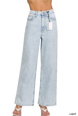Miss Bliss Zen High Waist Wide Leg Straight Denim Jean- Lt Wash